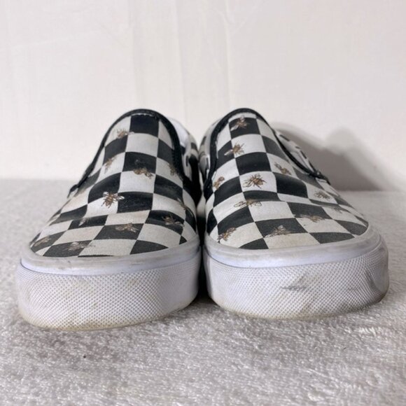 Vans Unisex Slip On Black & White Bee Check Sneakers 8/6.5 - Picture 12 of 13